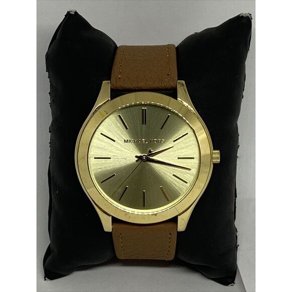 Michael Kors Runway MK3179 Men's Brown Leather Analog Dial Quartz Watch EY653 - Picture 1 of 12